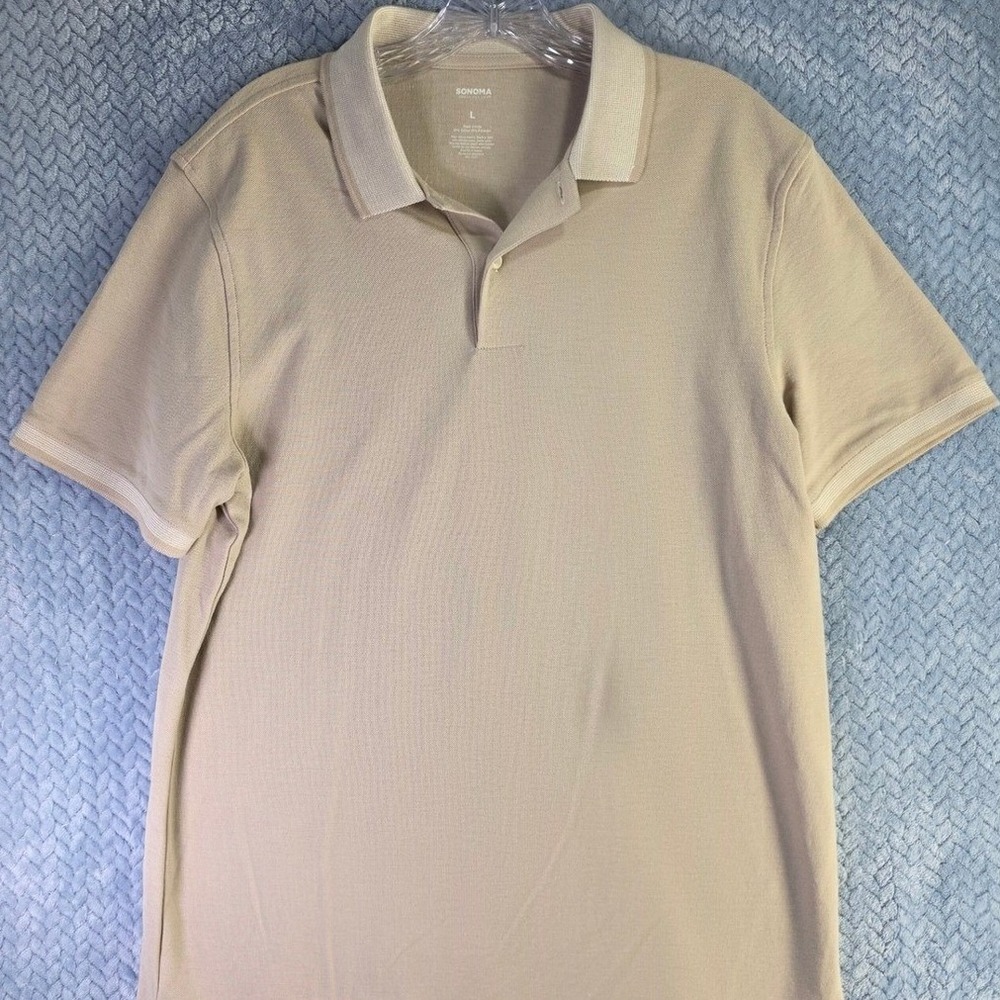 Sonoma Goods for Life Mens‎ Polo Shirt Tan Beige Short Sleeve Pique L MS41K505RN